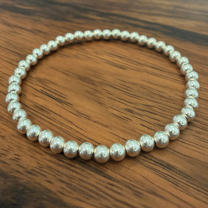 Silver Luxury Single Bracelet - Medium Bead (4mm)