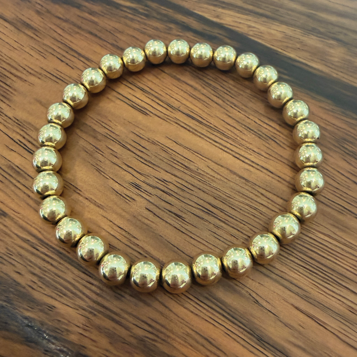 Gold Luxury Single Bracelet - Large Bead (6mm)